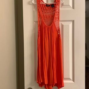 Mileage Size 1XL Coral Crocheted Back Top